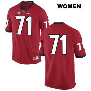 Women's Georgia Bulldogs NCAA #71 Andrew Thomas Nike Stitched Red Authentic No Name College Football Jersey AHE1454NY